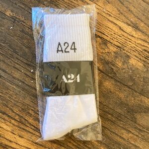 A24 New White Men's Logo Socks
